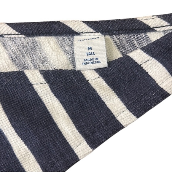 Old Navy Cropped Wide Leg Sleeveless Navy Striped Knit Jumpsuit Medium Tall - Picture 5 of 14